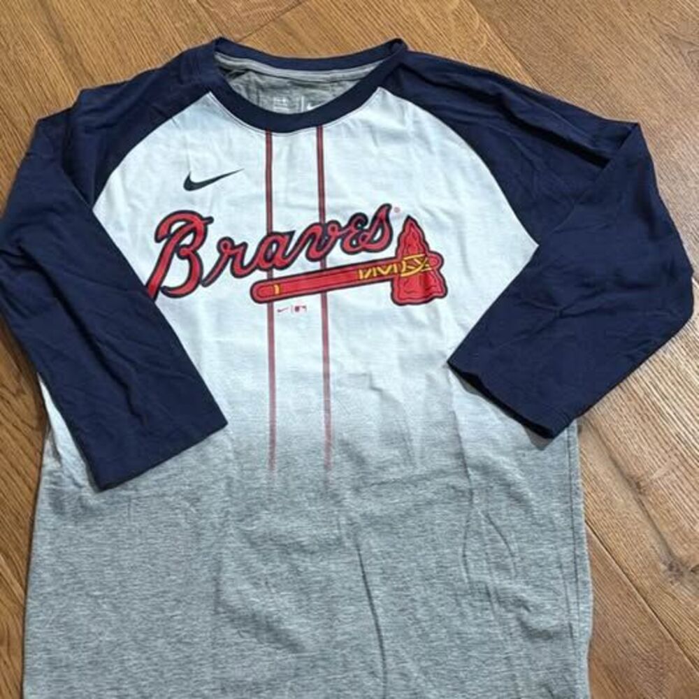 Nike Atlanta Braves Youth Medium 3/4 Sleeve Raglan T-Shirt – MLB Baseball